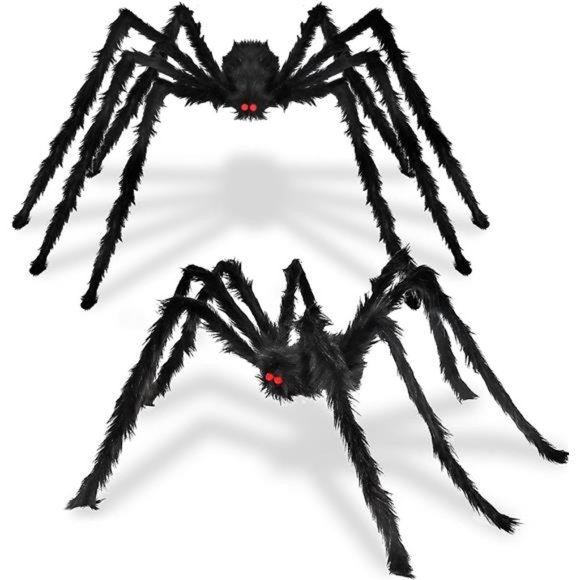 Halloween Giant Spider Decorations Outdoor: 2 Pack 5 Ft. Large Spiders - Picture 1 of 6
